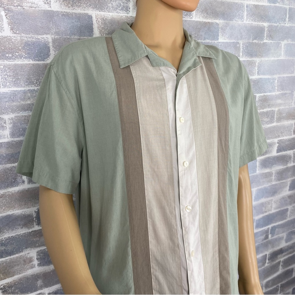 Men’s AXIST Washable Silk Button Up Collared Short Sleeve Shirt Size XXL Seafoam